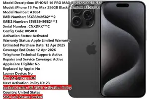 iPhone 16 Pro Max A3084 — Network Unlock & FMI-OFF