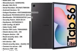 Samsung Galaxy Tab S6 Lite (SM-P610) FRP წაშლა