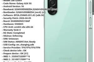 Samsung Galaxy A26 5G (SM-S266V) ქსელის განბლოკვა